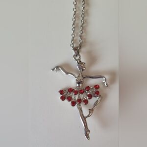 Ballerina Necklace With Dark Red Rhinestones